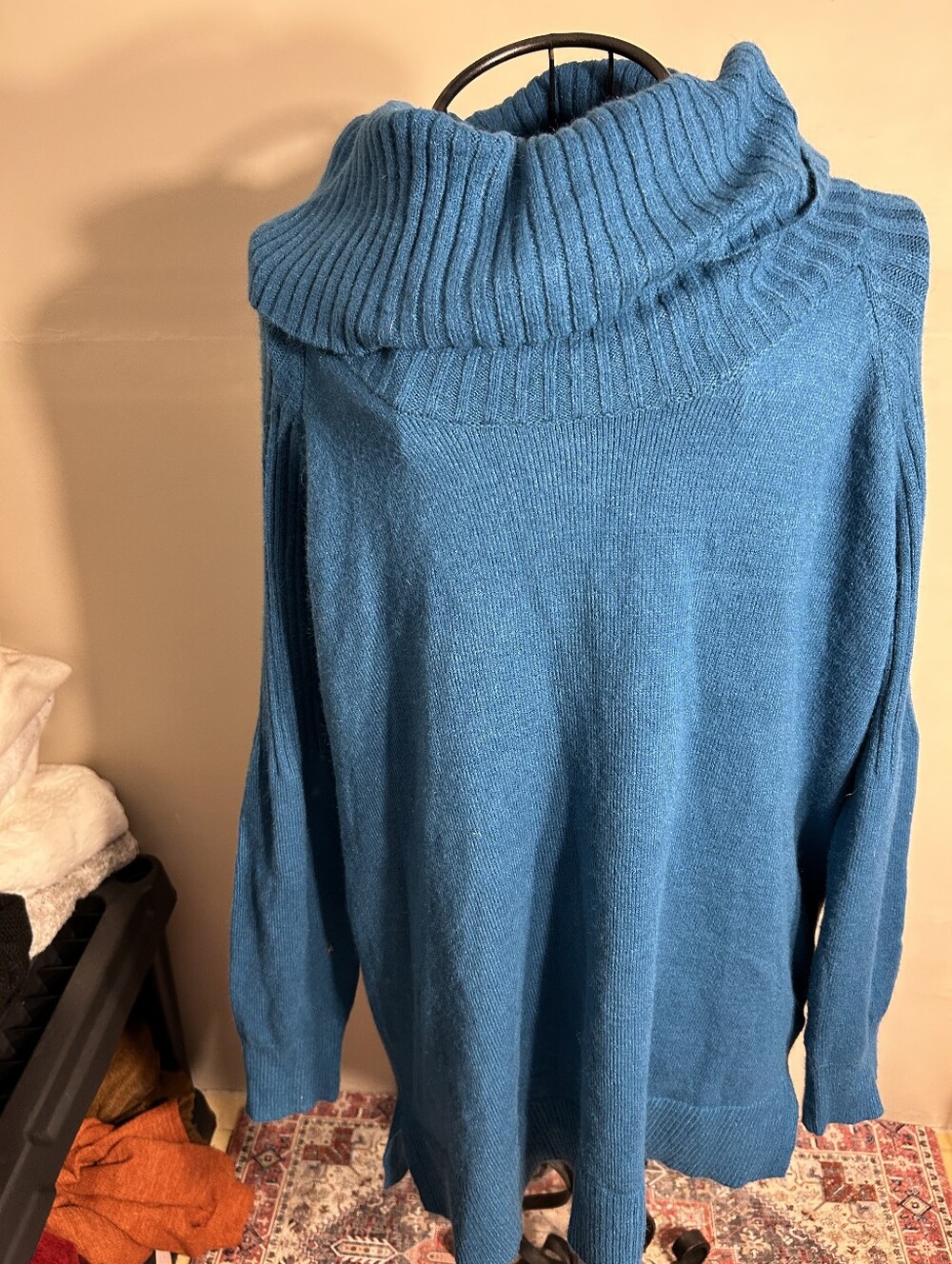 NEW teal blue size xxl womens knit sweater 2 x 2x cowl neck pull over